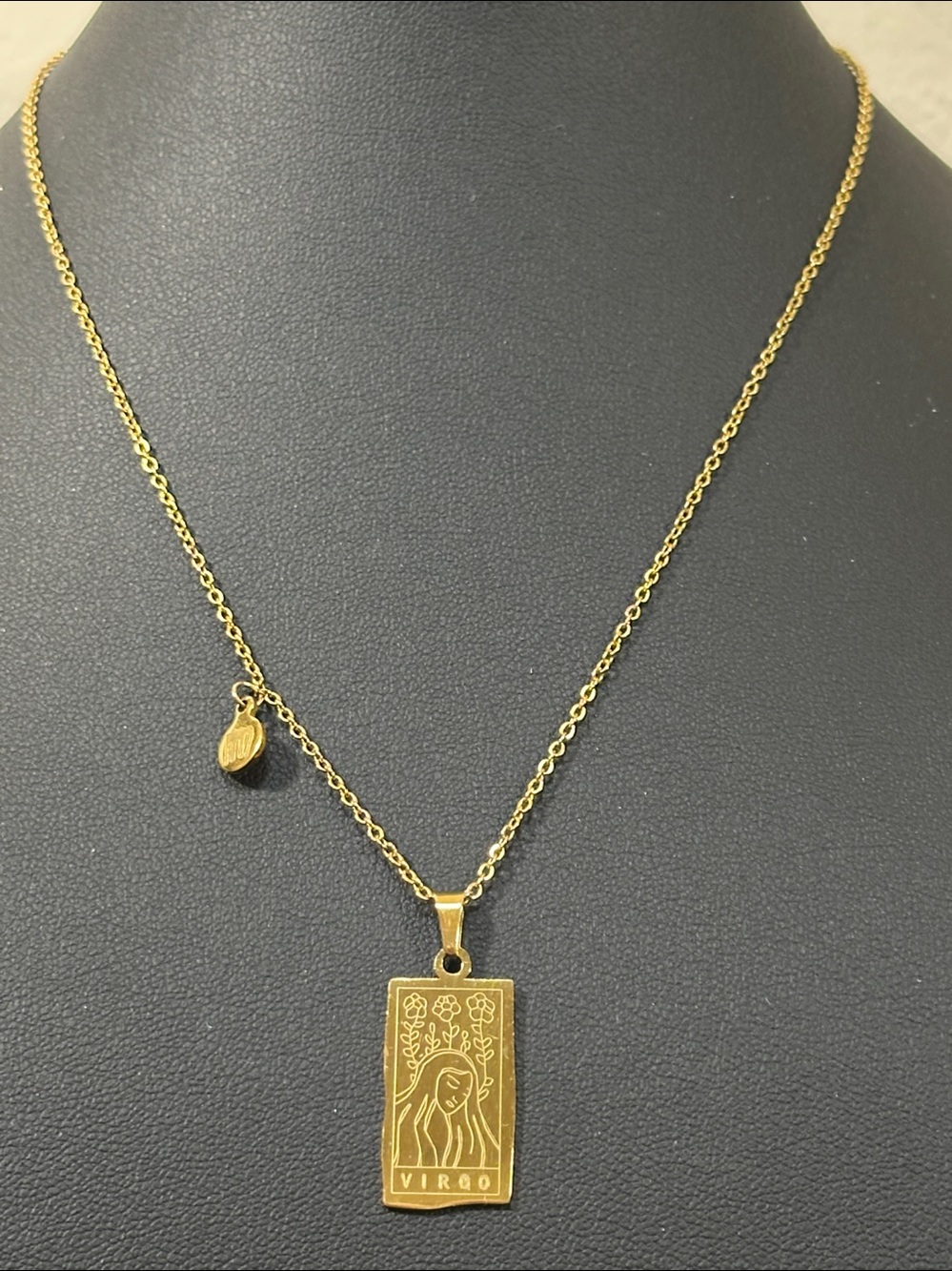 Virgo Zodiac Card Gold Plated Stainless Steel Necklace